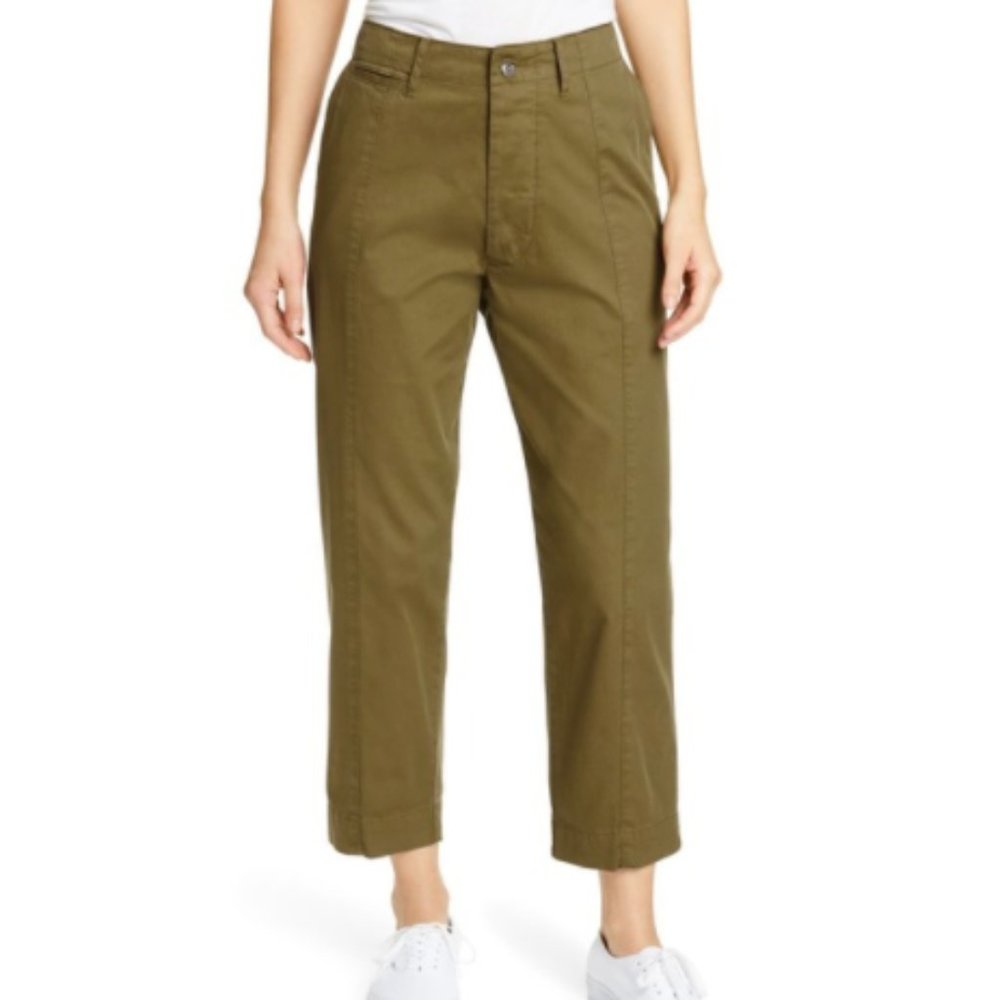 ALEX MILL Stretch Cotton Twill Ankle Pants Olive Green size 10 EUC!